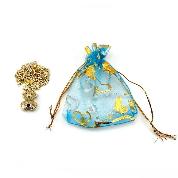 18K Gold Plated over 925 Sterling Silver Teddy Bear With Heart Pendant Necklace - Picture 8 of 9